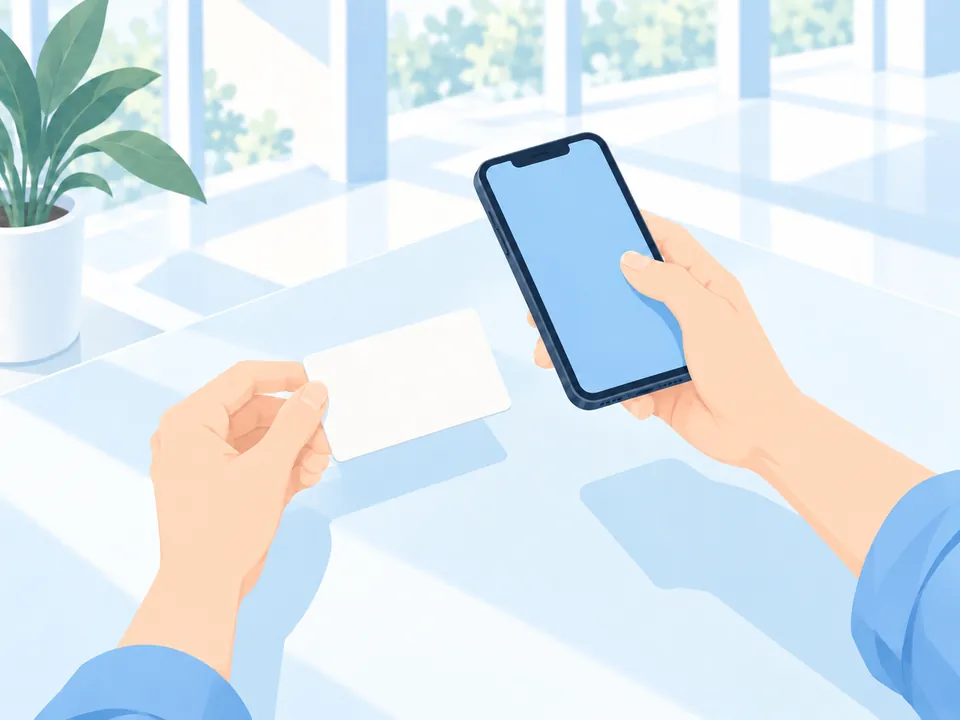 スマホで身分証を撮る手元